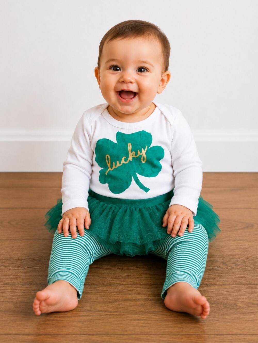6m Green Shamrock Baby Outfit